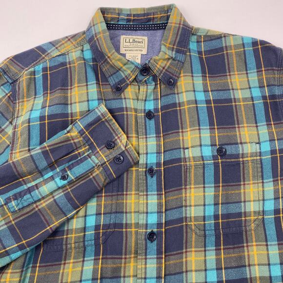L.L.Bean Other - L.L.Bean Medium Green Blue Plaid Slightly Fitted Long Sleeve Button Down Shirt